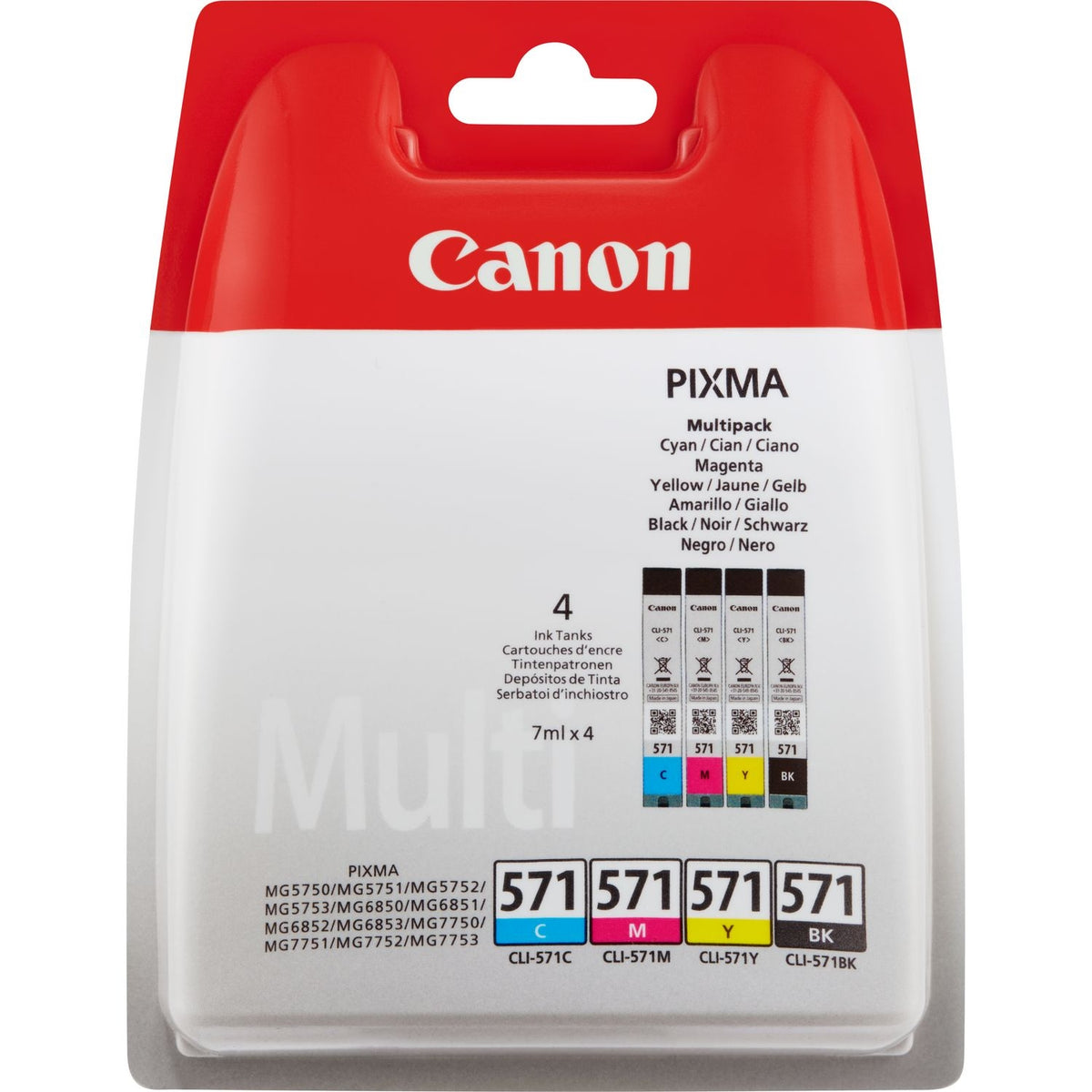 Canon Pack de cartouches d'encre d'origine noir + 3 couleurs CLI-571
