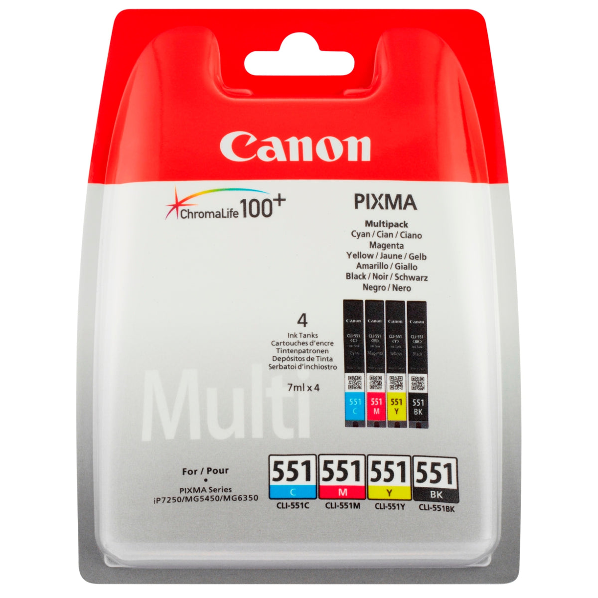 Canon Pack de cartouches d'encre d'origine noir + 3 couleurs CLI-551