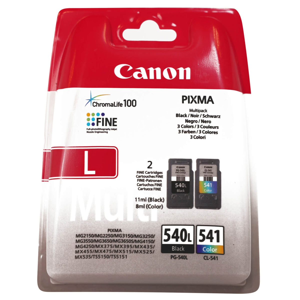 Canon Pack de cartouches d'encre d'origine noir + 3 couleurs PG-540/CL-541