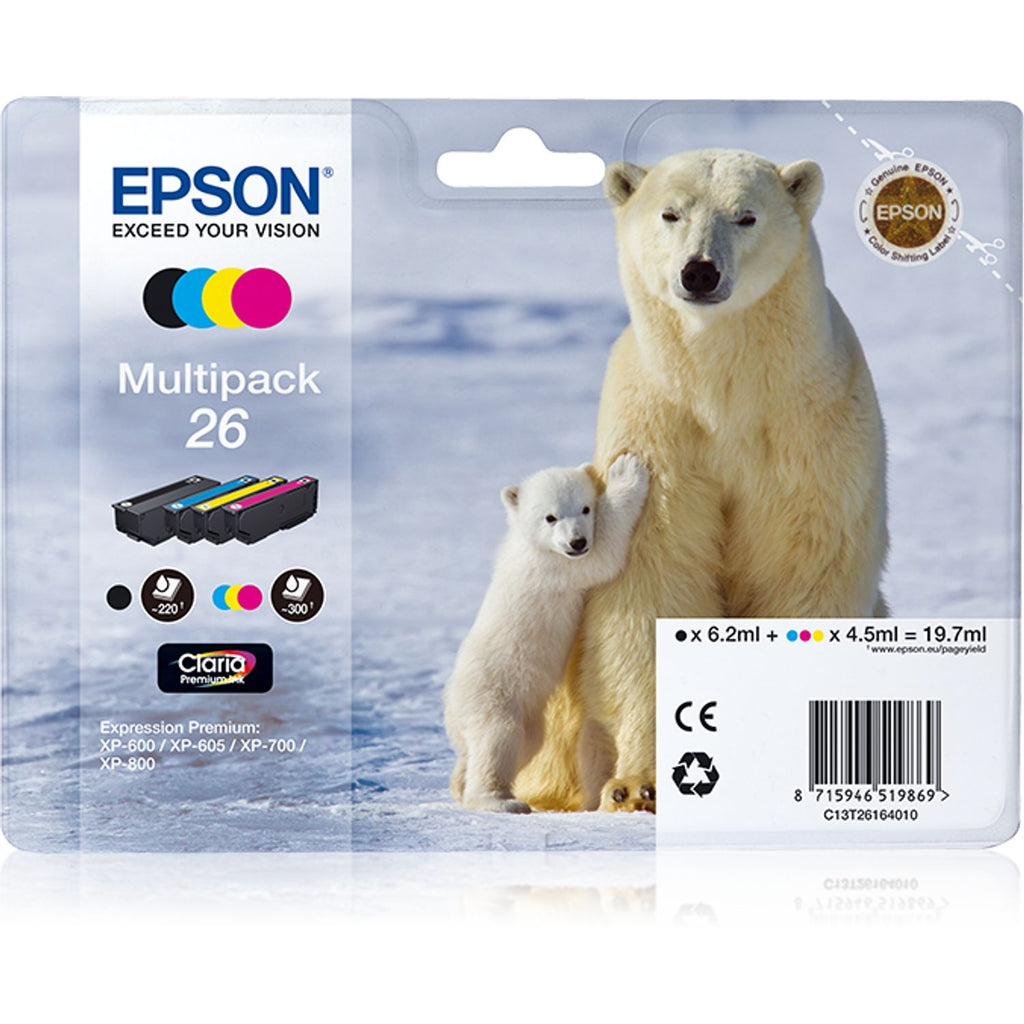 Epson Cartouche d'encre d'origine noir + 3 couleurs Ours 26