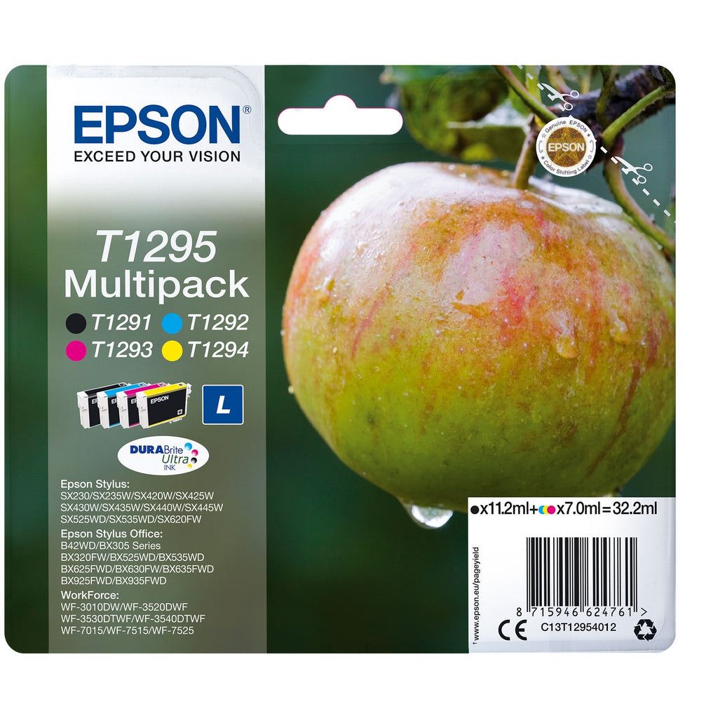 Epson Cartouche d'encre d'origine noir + 3 couleurs Pomme T1295