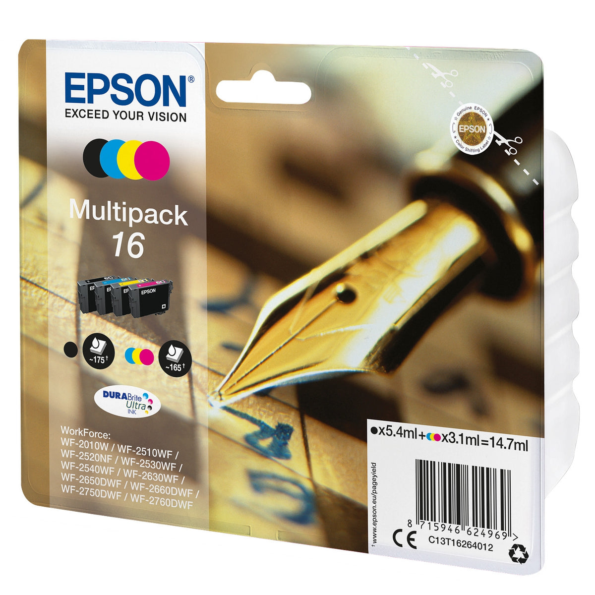 Epson Cartouche d'encre d'origine noir + 3 couleurs 16