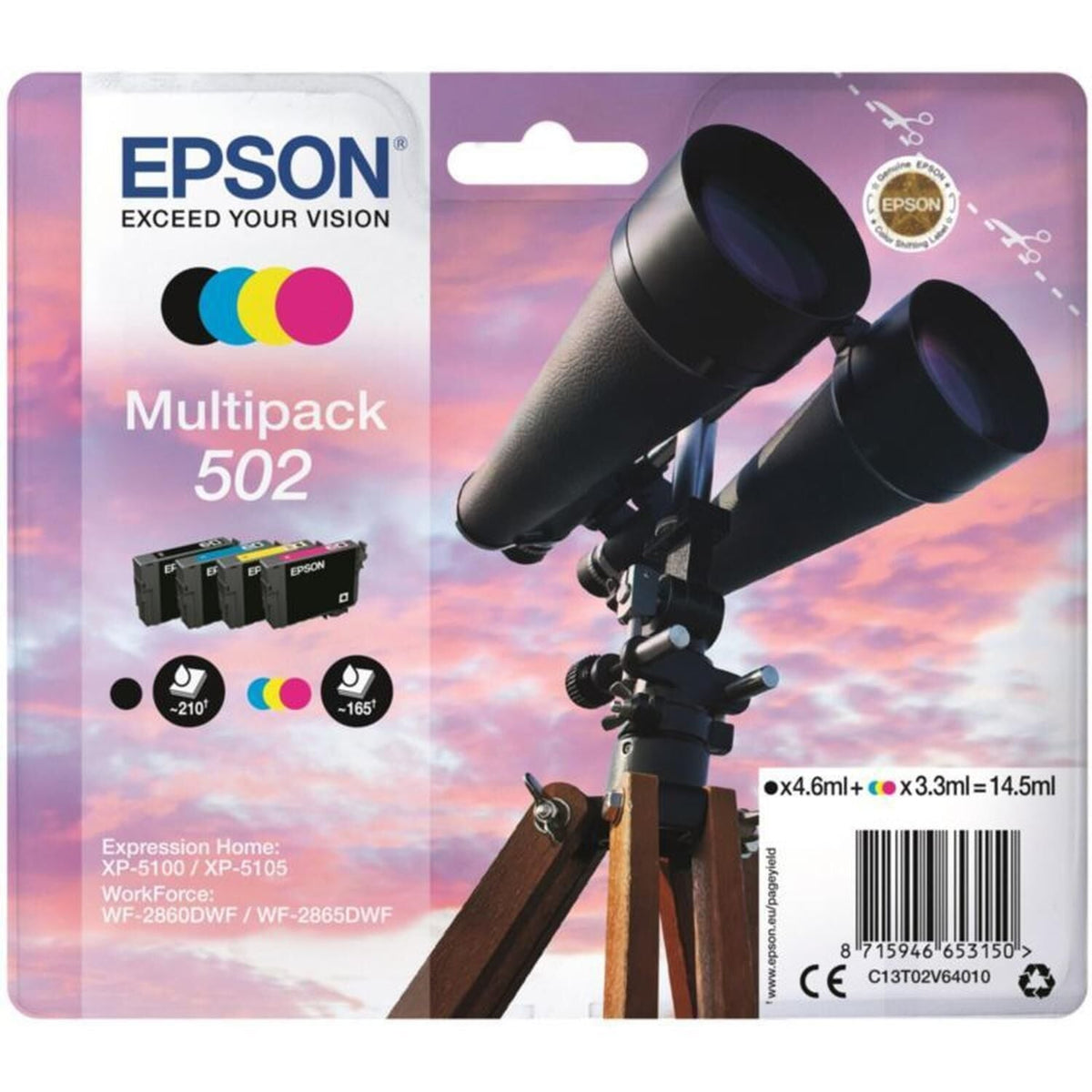 Epson Cartouche d'encre d'origine noir + 3 couleurs 502