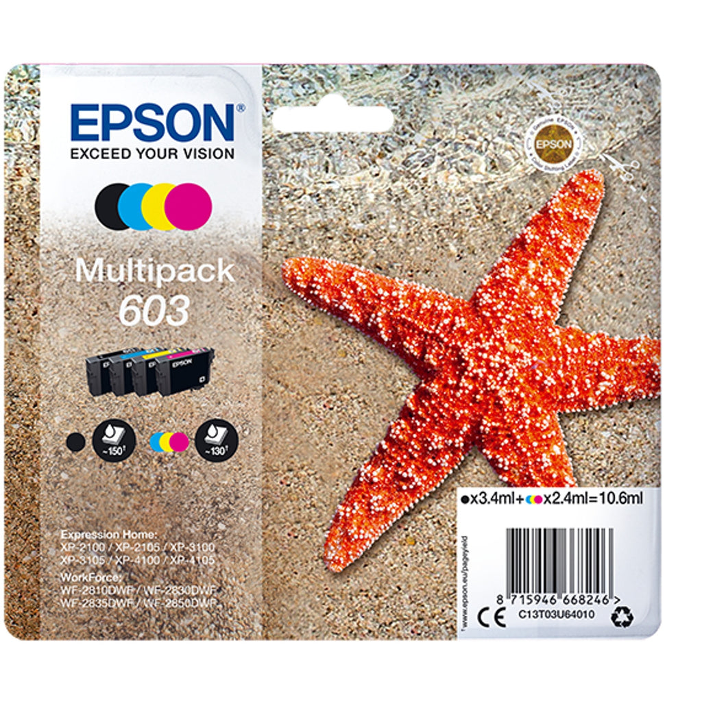 Epson Pack de cartouches d'encre d'origine noir + 3 couleurs Etoile de mer 603