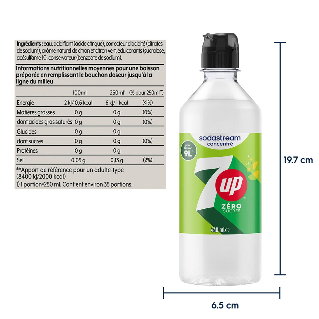 Sodastream Concentré 7Up zéro sucres 440 ml