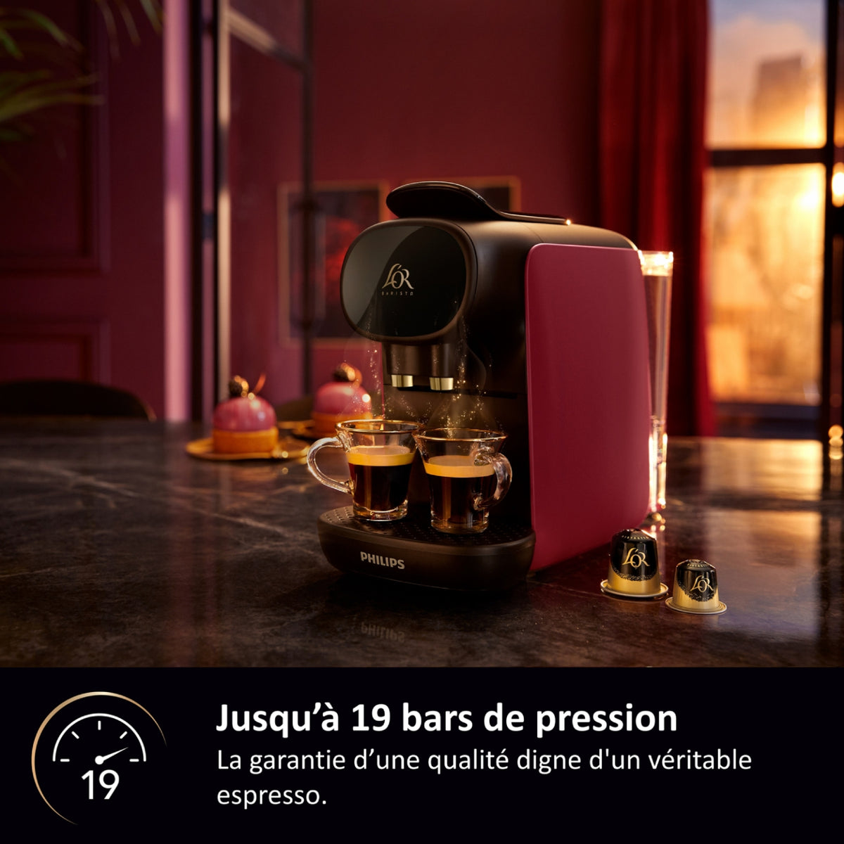 Philips Cafetière à capsules L'Or Barista LM9012/50 machine à café Sublime Rouge