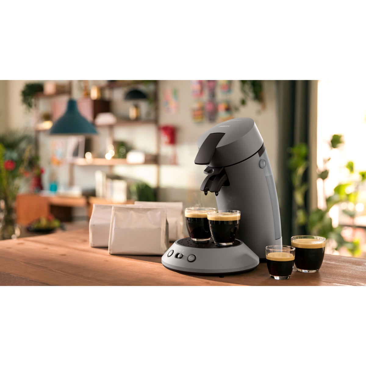 Philips Cafetière à dosette Senseo CSA210/81 machine à café Original plus Grise