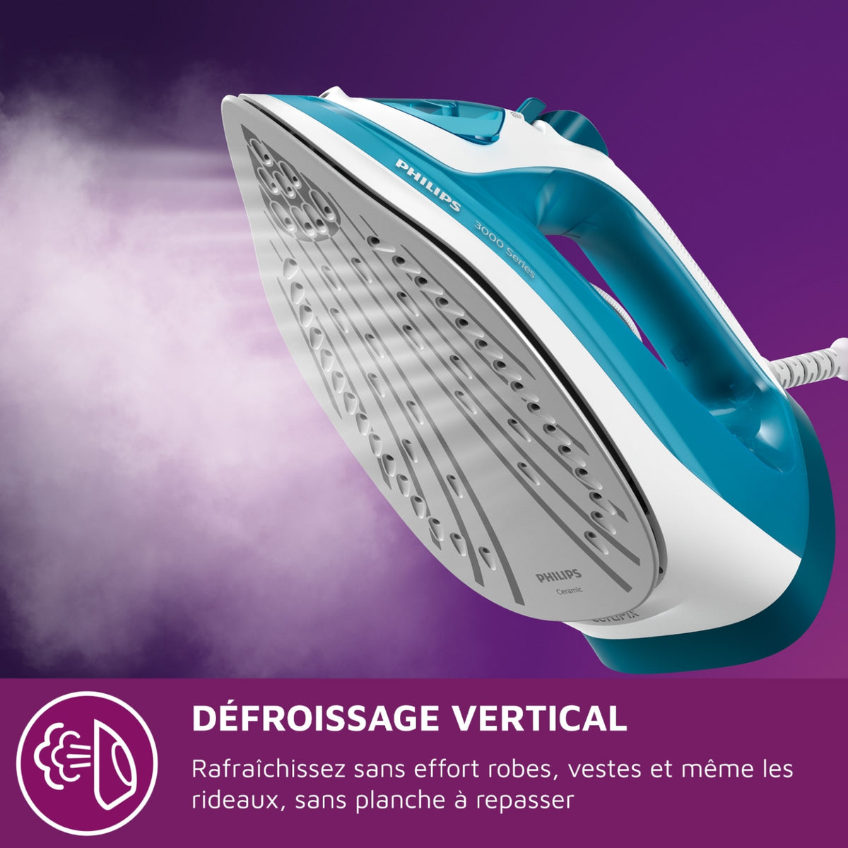 Philips Fer à repasser DST3011/20 Fer à vapeur Bleu Série 3000