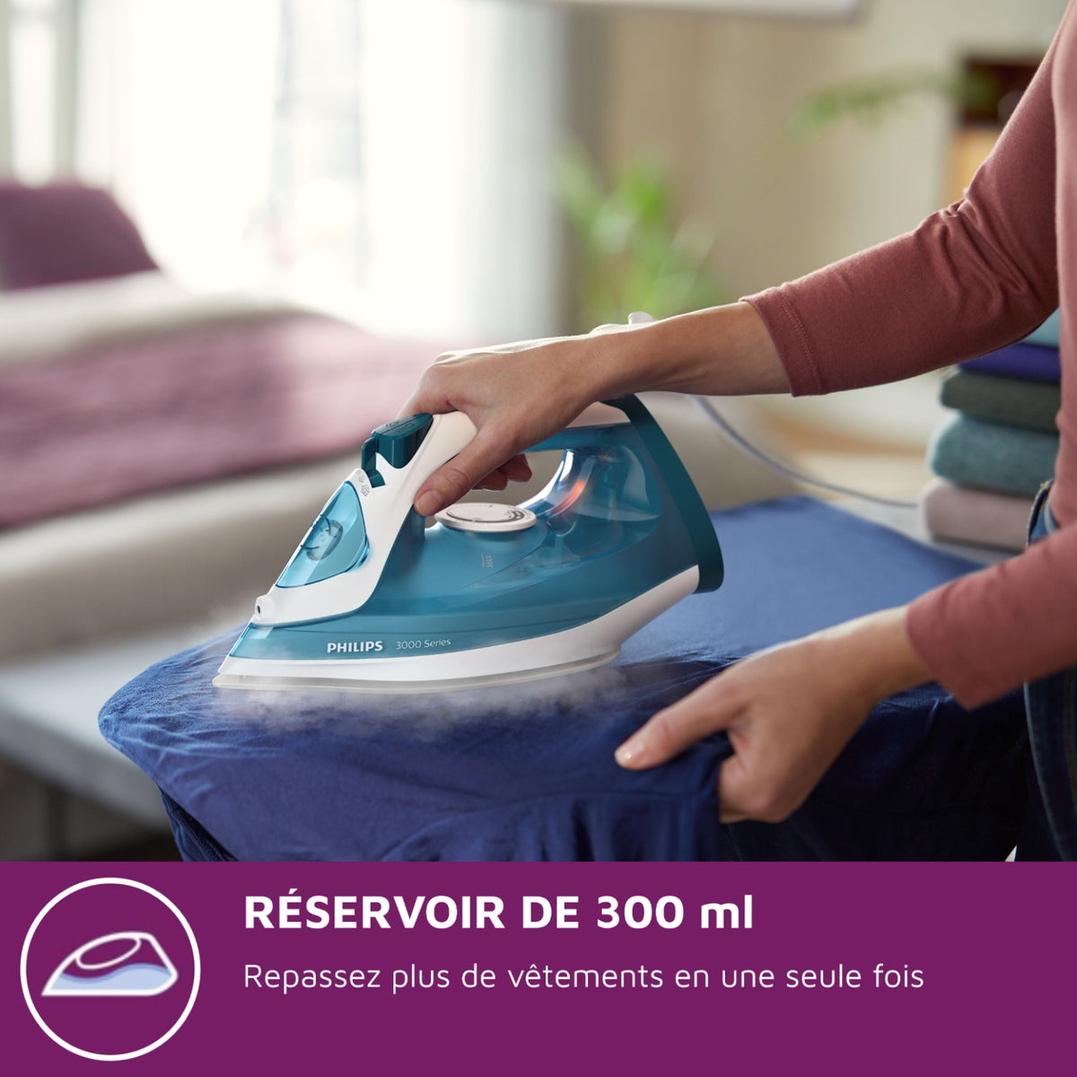 Philips Fer à repasser DST3011/20 Fer à vapeur Bleu Série 3000