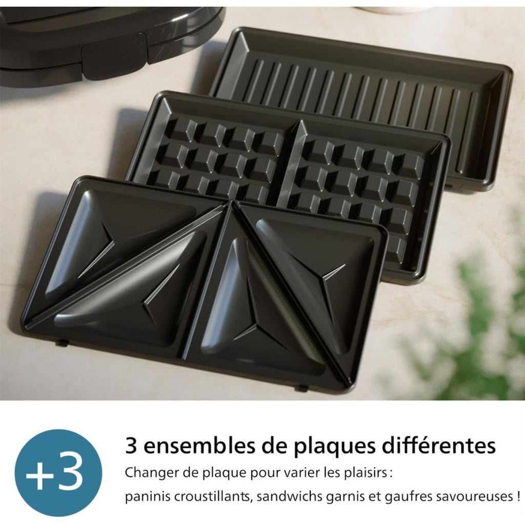 Philips Croque monsieur 3 en 1 HD2350/80 toaster & gaufrier Noir/métal