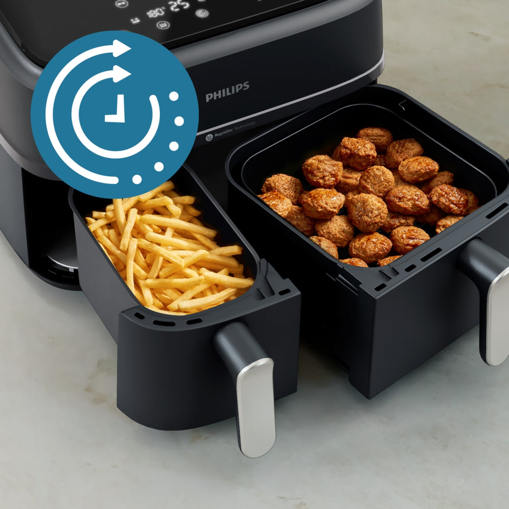 Philips Friteuse sans huile NA351/00 Airfryer noir 9L double panier Série 3000