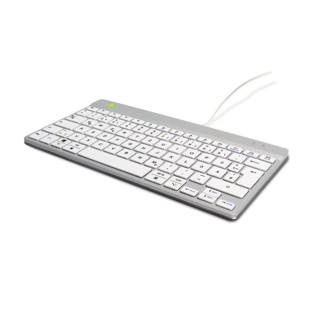 R-Go Tools Clavier Ergonomique Compact Break, QWERTZ (DE), Filaire, Blanc