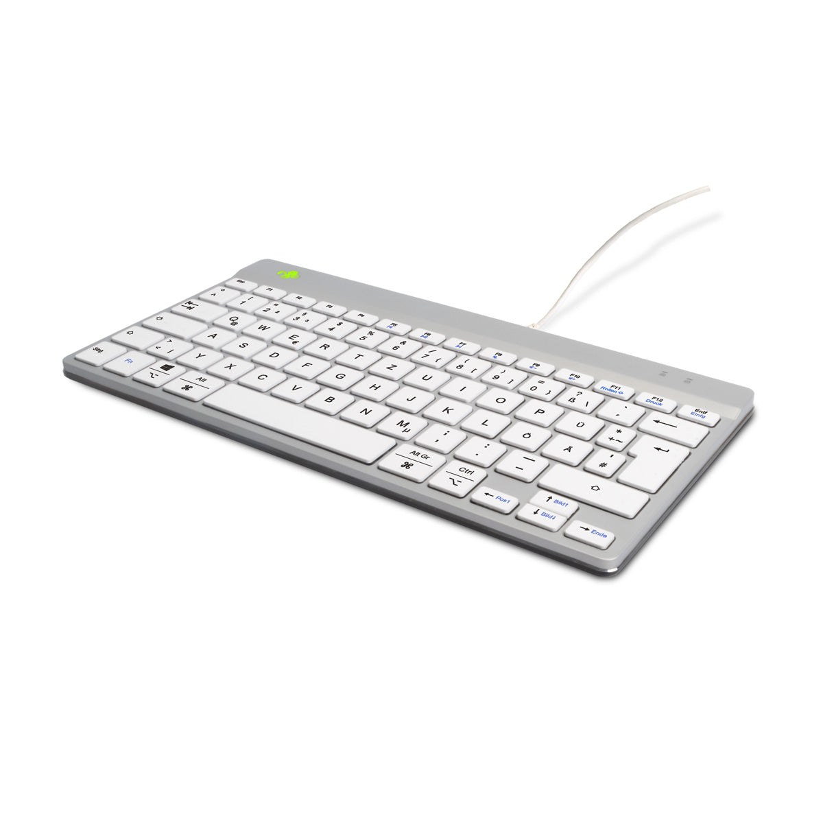 R-Go Tools Clavier Ergonomique Compact Break, QWERTZ (DE), Filaire, Blanc