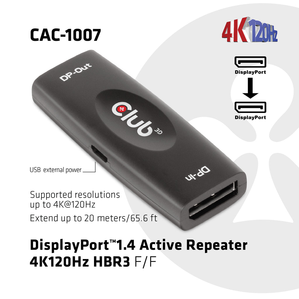CLUB3D CAC-1007 Adaptateur Changeur de Genre DisplayPort, Noir
