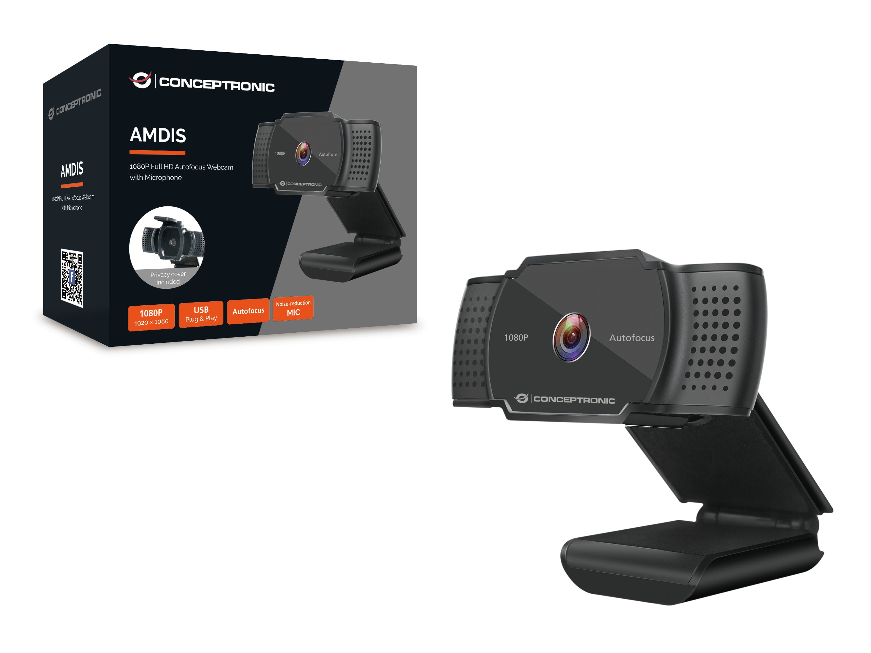 Conceptronic AMDIS06B webcam 1920 x 1080 pixels USB 2.0 Noir