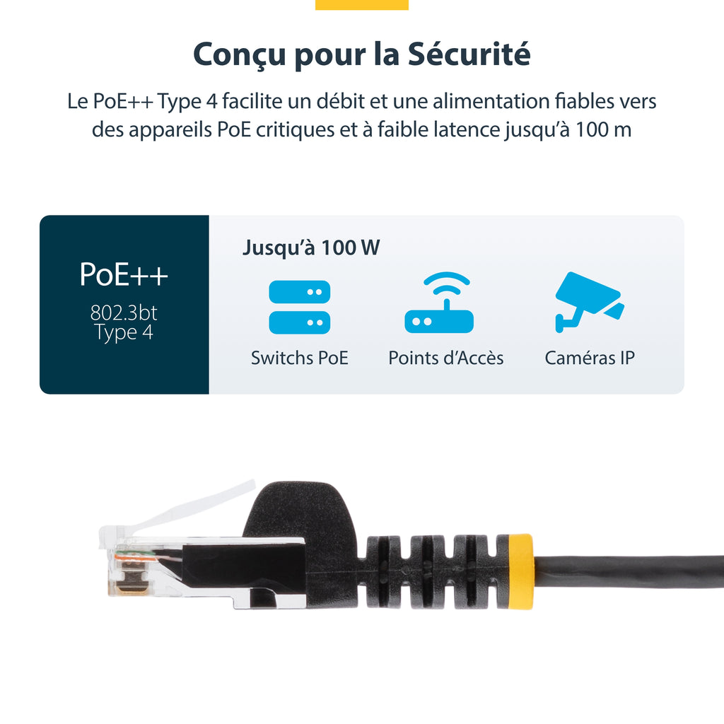 StarTech.com Câble Ethernet CAT6 Bleu Fin de 10m, Sans Accroc, 100W PoE, UTP, LSZH, Fil de Cuivre Pur 28AWG, Cordon Patc