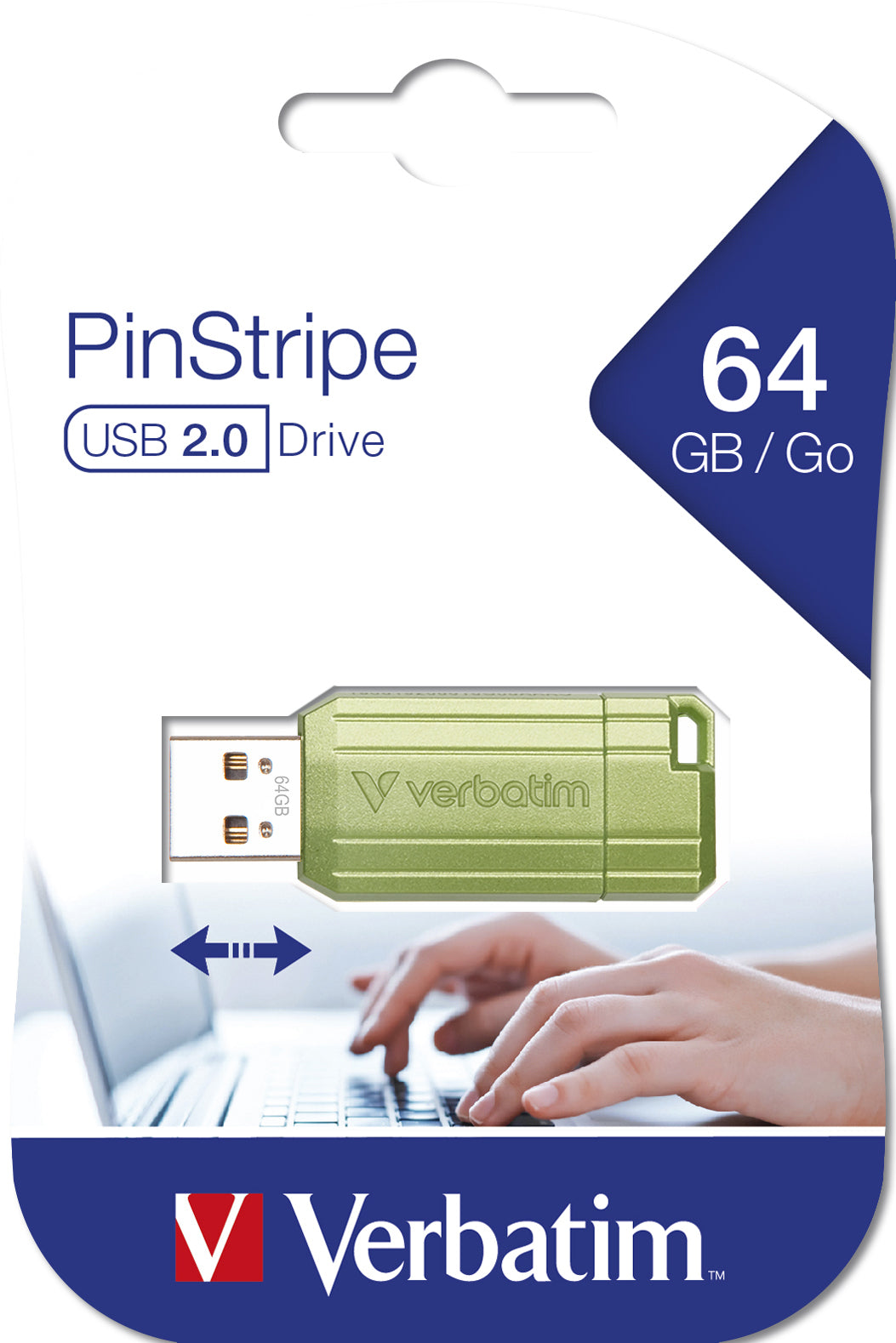 Verbatim Store n Go Pinstripe Clé USB 2.0 64 Go, Eucalyptus Green, USB Type-A