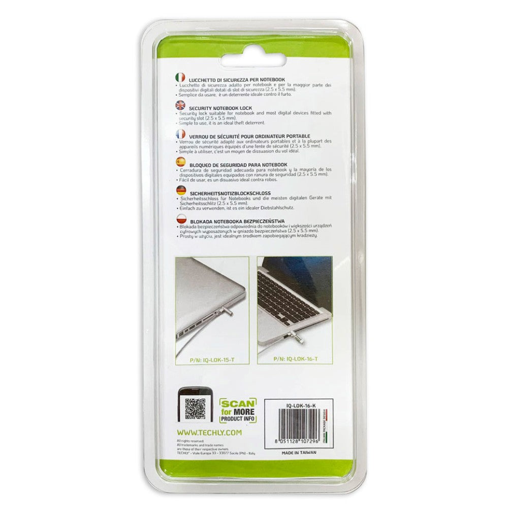 Techly IQ-LOK-15-K câble antivol Argent 1,8 m