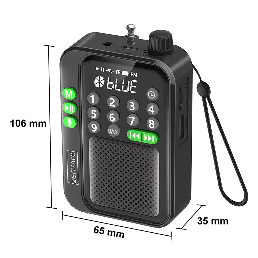 Mini radio FM de poche Bluetooth portable pour le chantier ou la cuisine, fonctionnant sur piles - Zenwire Y1