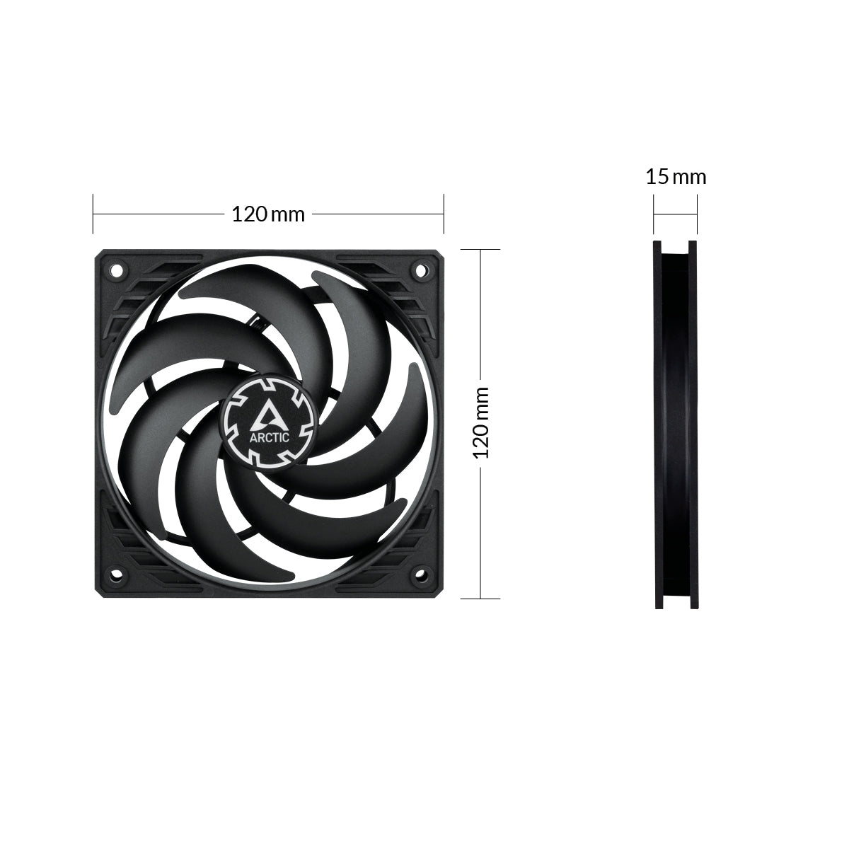 ARCTIC P12 Slim PWM PST Boitier PC Ventilateur 12 cm Noir 1 pièce(s)