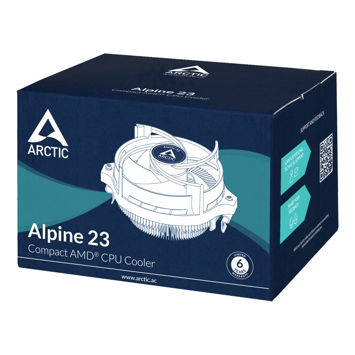 ARCTIC Alpine 23 - Compact AMD CPU-Cooler Processeur Refroidisseur d'air 9 cm Aluminium, Noir 1 pièce(s)