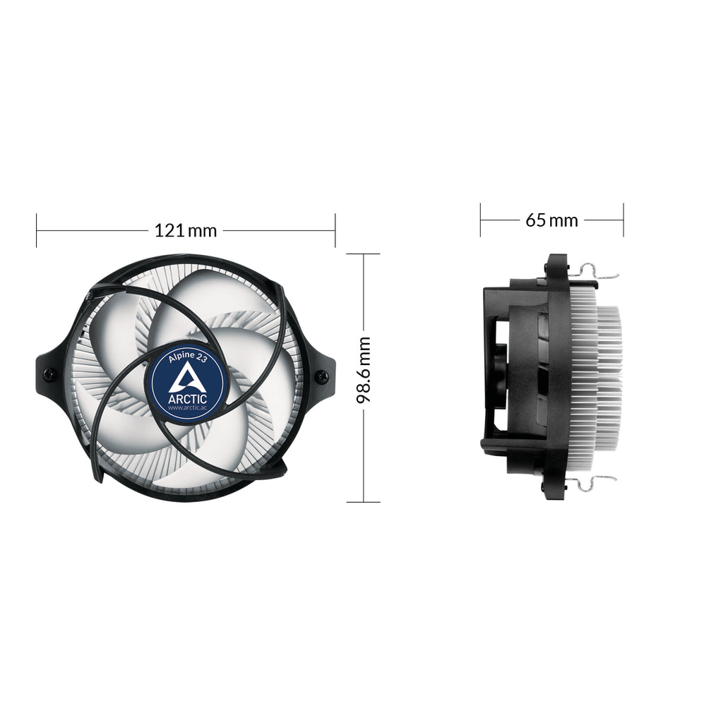 ARCTIC Alpine 23 - Compact AMD CPU-Cooler Processeur Refroidisseur d'air 9 cm Aluminium, Noir 1 pièce(s)