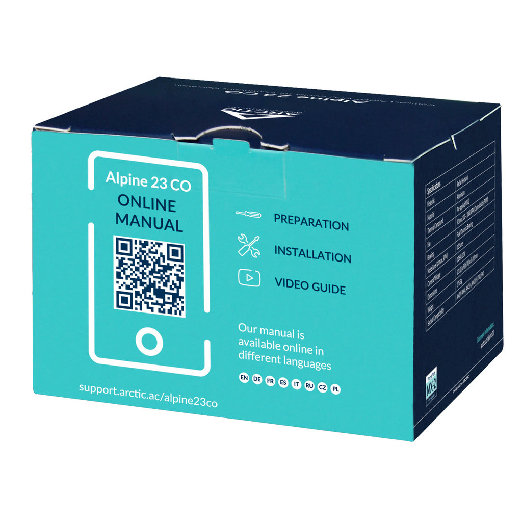 ARCTIC Alpine 23 CO Processeur Refroidisseur d'air 9 cm Aluminium, Noir 1 pièce(s)