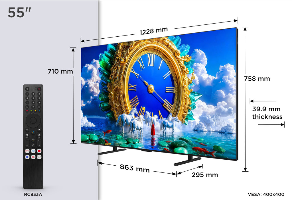 TCL A400 55A400 TV 139,7 cm (55") 4K Ultra HD Smart TV Wifi Noir 600 cd/m² - vue 4