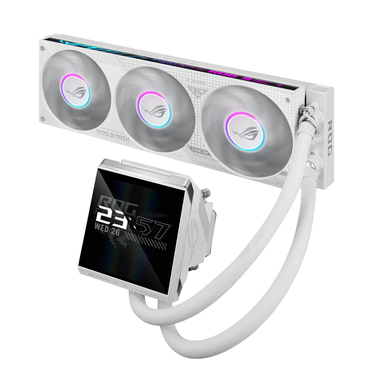 ASUS ROG Strix LC IV 360 ARGB LCD White Edition, Kit de Refroidissement Liquide, Ventilateurs 12 cm, Blanc