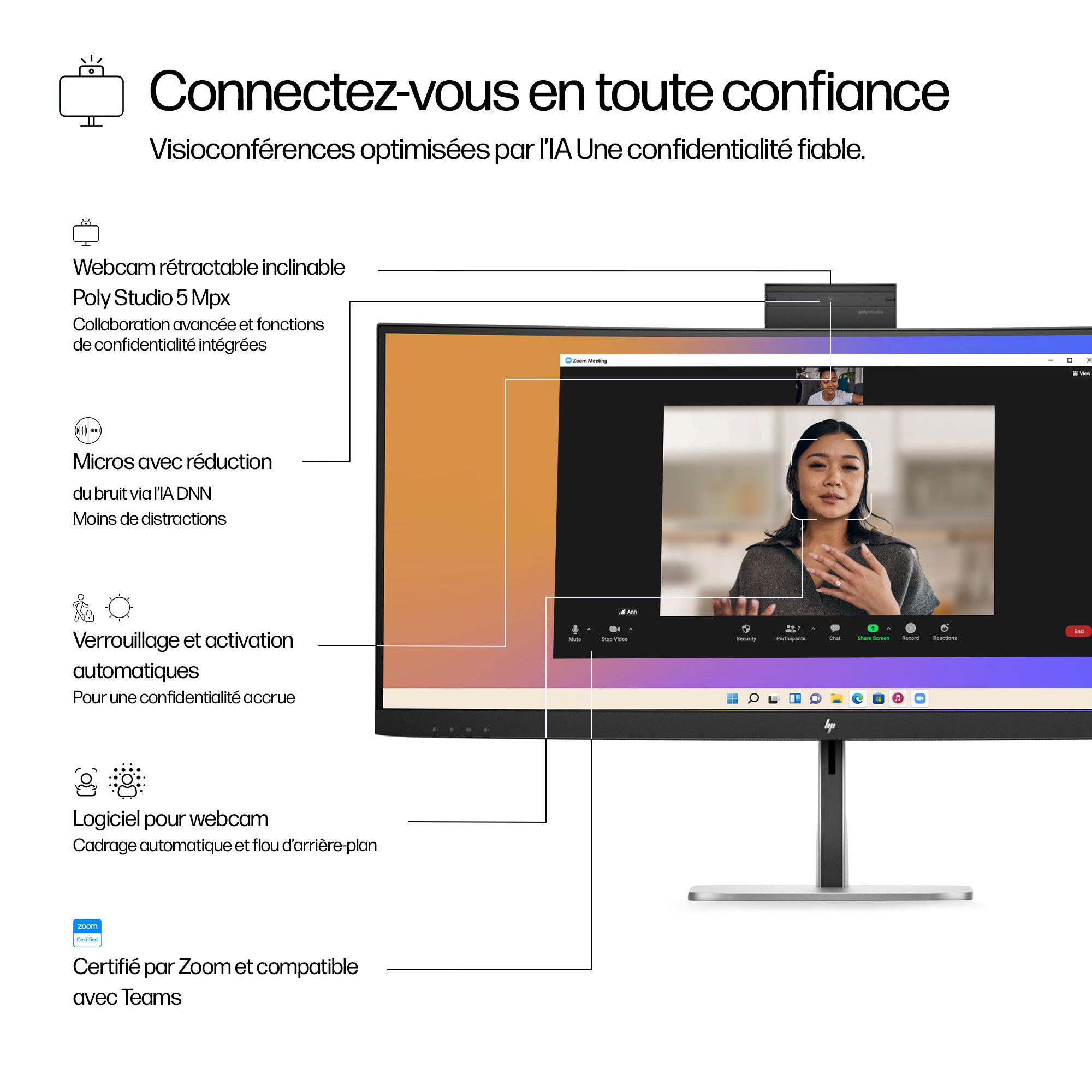 HP Series 5 Pro Écran pour visioconférence WQHD USB-C 34 pouces – 534pm