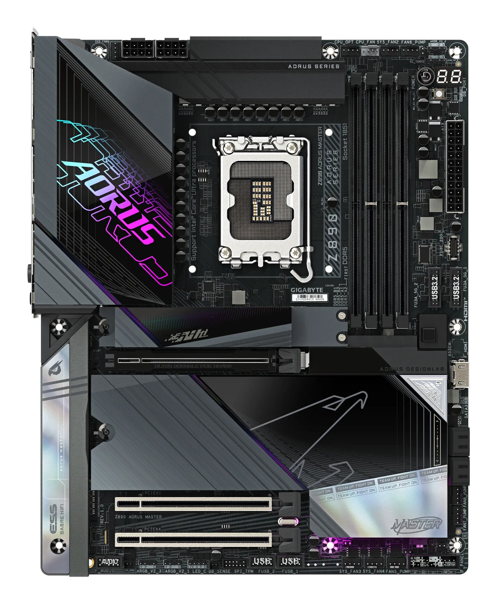 GIGABYTE Carte mère Z890 AORUS MASTER - Prend en charge les processeurs Intel Core Ultra (Série 2), VRM à 18+1+2 phases, jusqu'à 9500MHz DDR5 (OC), 2xPCIe 5.0 + 3xPCIe 4.0, Wi-Fi 7, LAN 10GbE, Thunderbolt 4
