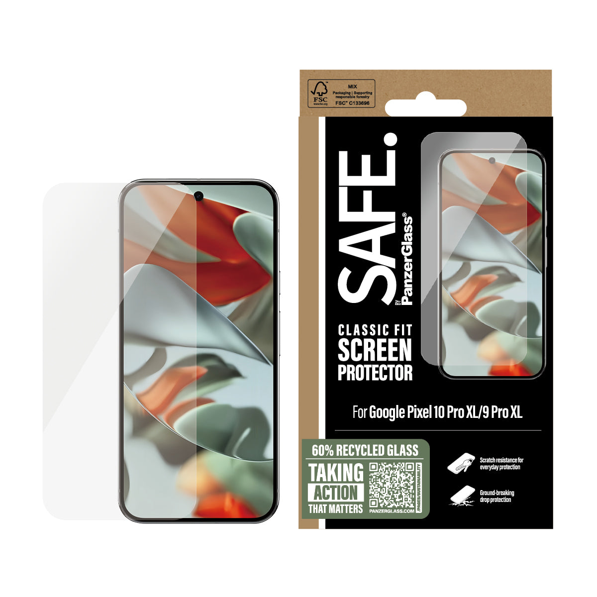 PanzerGlass SAFE. by ® Screen Protector Google Pixel 10 Pro XL | 9 Pro XL | Classic Fit Protection d'écran transparent 1 pièce(s)