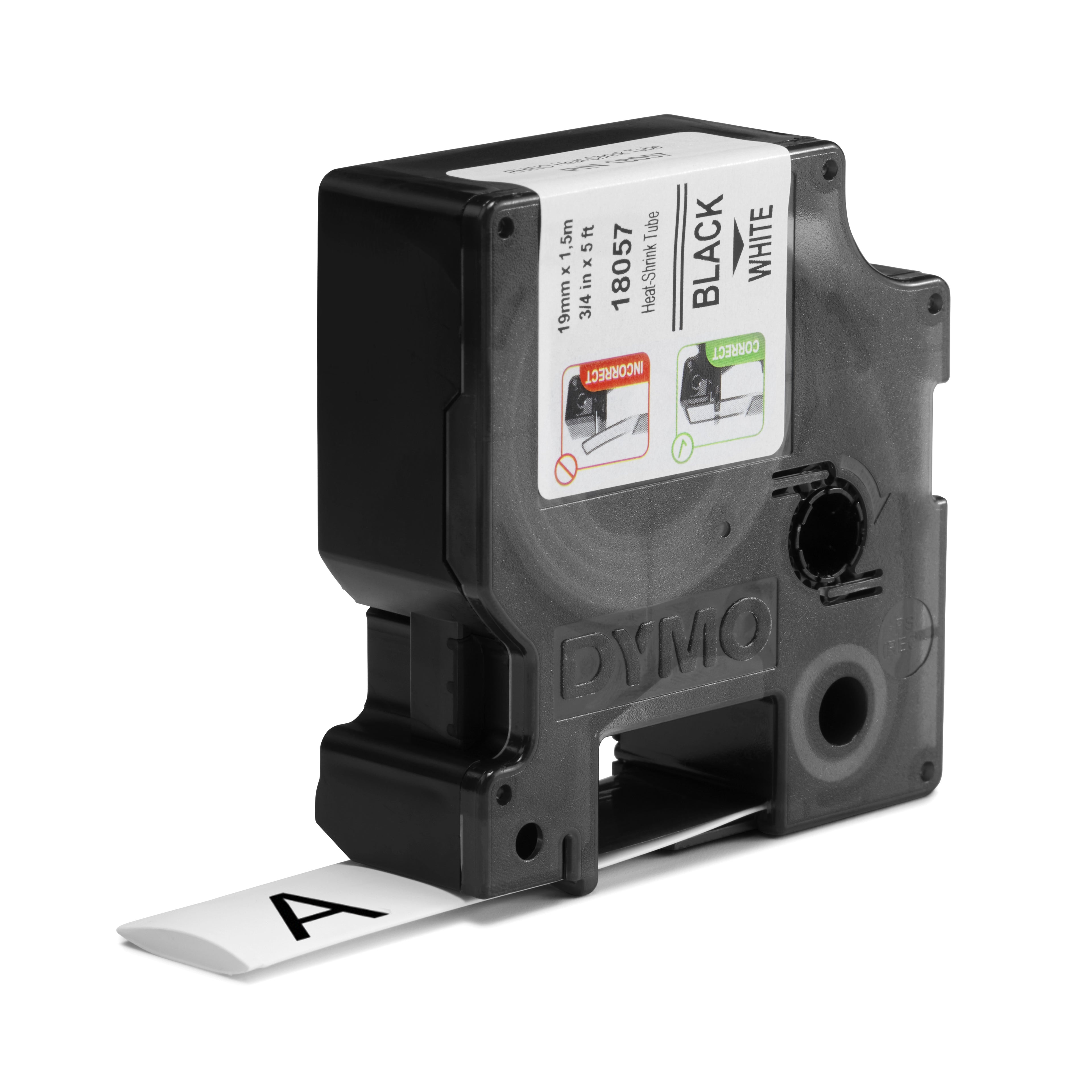 DYMO Rhino Industrielles étiquettes pour gaine thermo-rétractable | 19 mm x 1,5 m | impression en noir sur fond blanc | autocollantes