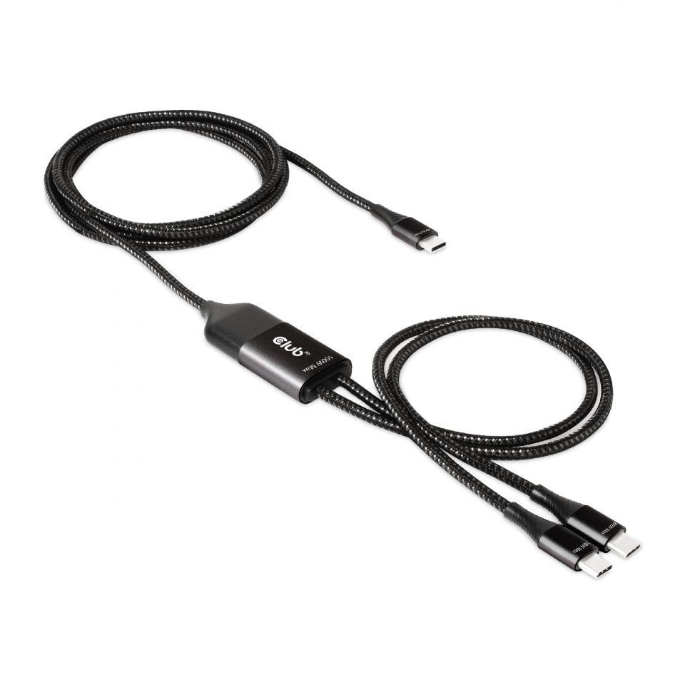 CLUB3D CAC-1527 Câble USB-C vers 2 x USB-C, 100W, Noir, 1,83 m