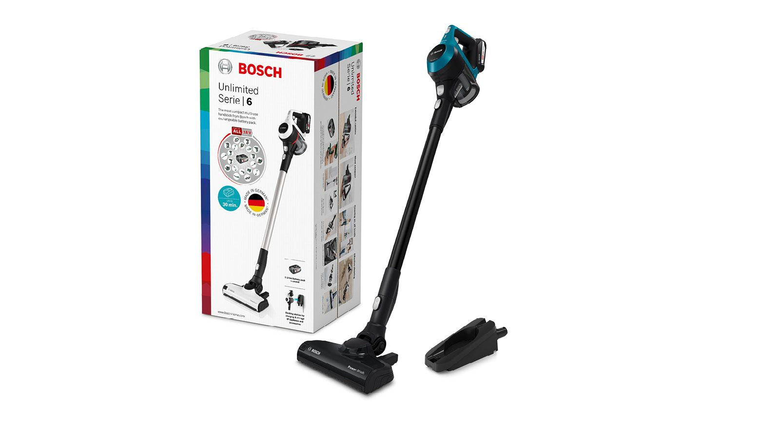 Bosch Bosch Serie 6 BBS611LAG aspirateur balai et balai électrique Aspirateur-balai 2 en 1 Batterie Sec Sans sac 0,3 L Bleu 2,5 Ah