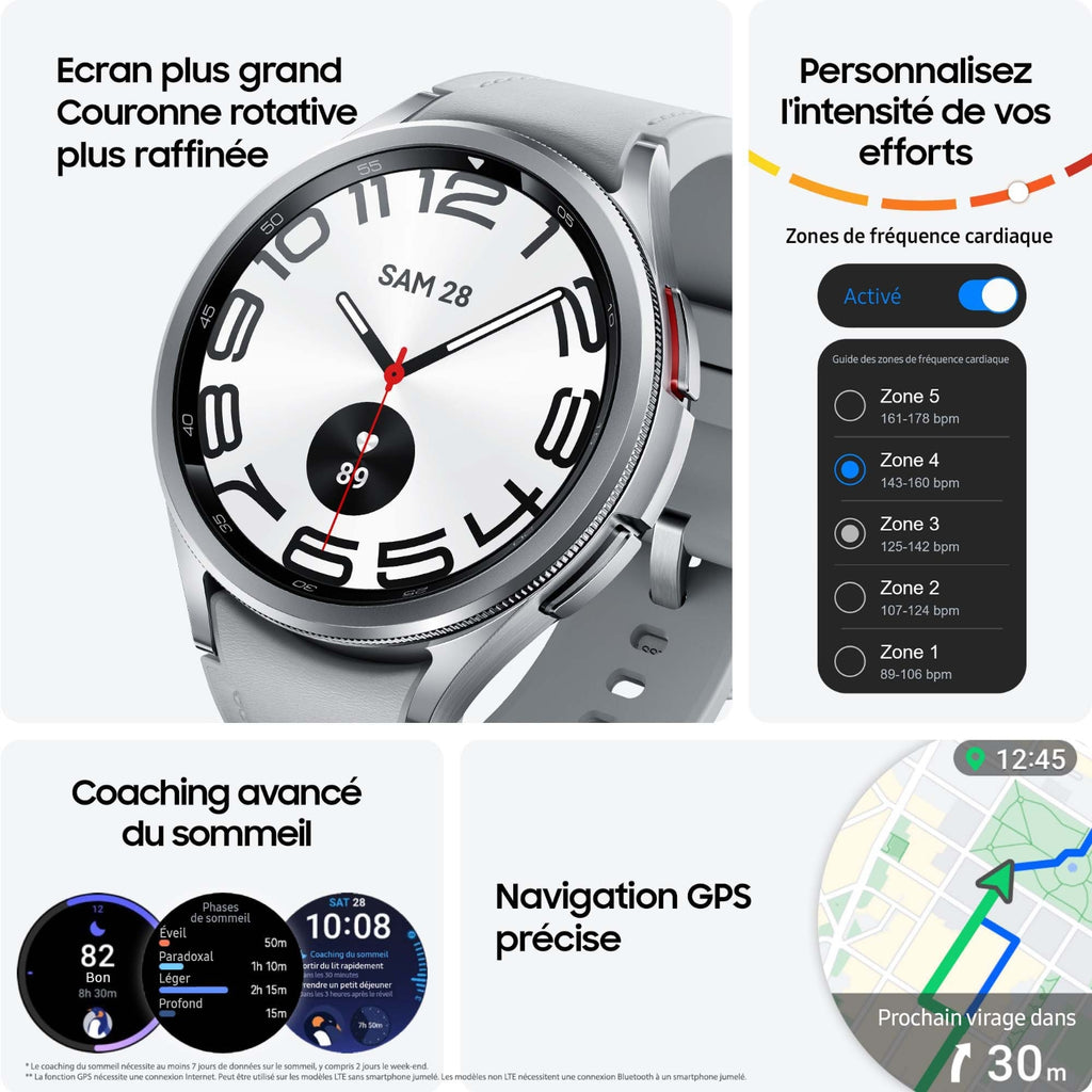 Samsung Montre connectée Galaxy Watch6 43 mm BT Argent