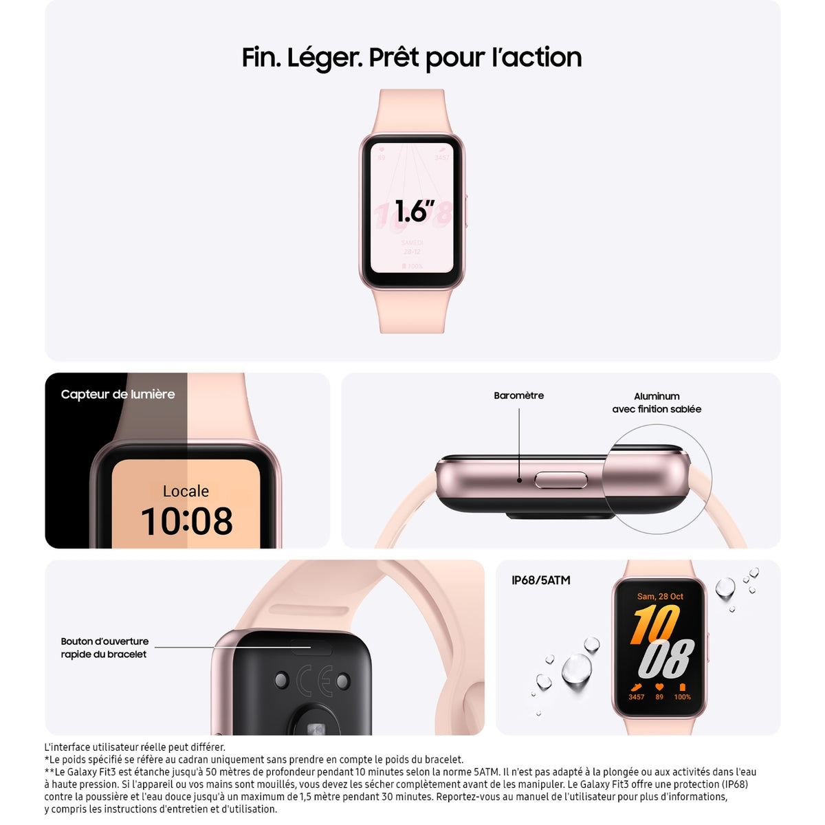 Samsung Montre connectée Galaxy Fit3 Rose