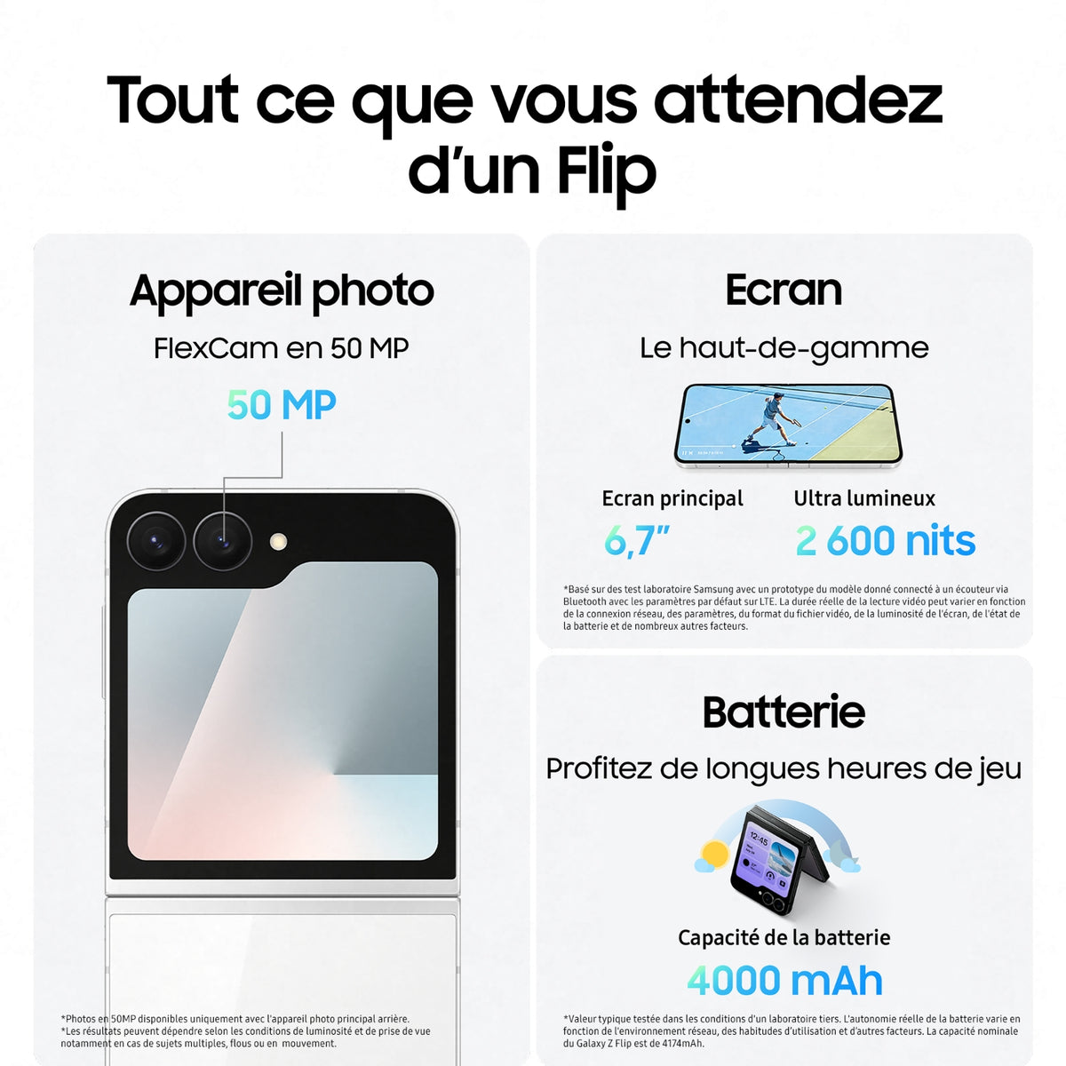 Samsung Smartphone Galaxy Z Flip7 FE 128 Go Noir