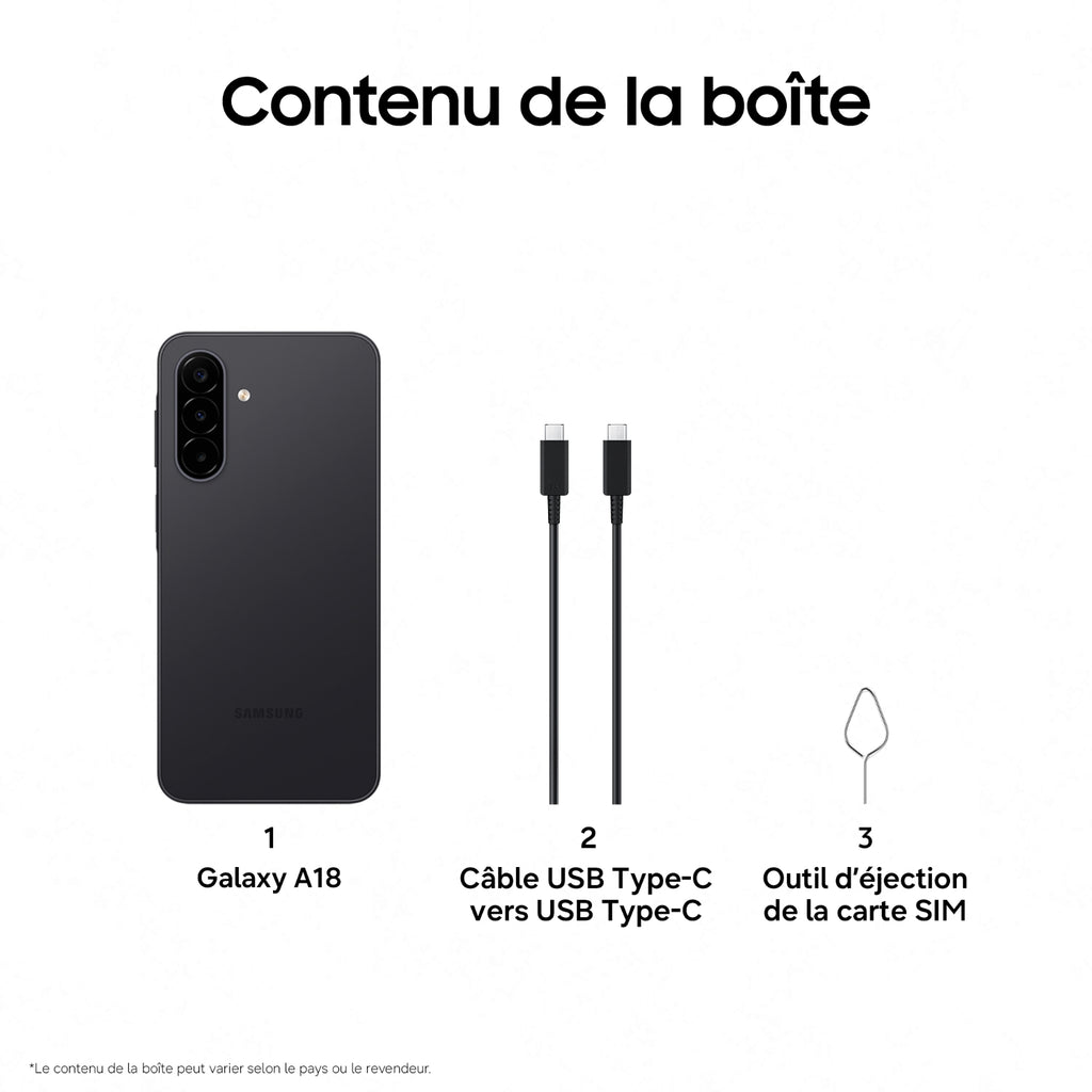 Samsung Smartphone Galaxy A18 4G 128 Go - Noir