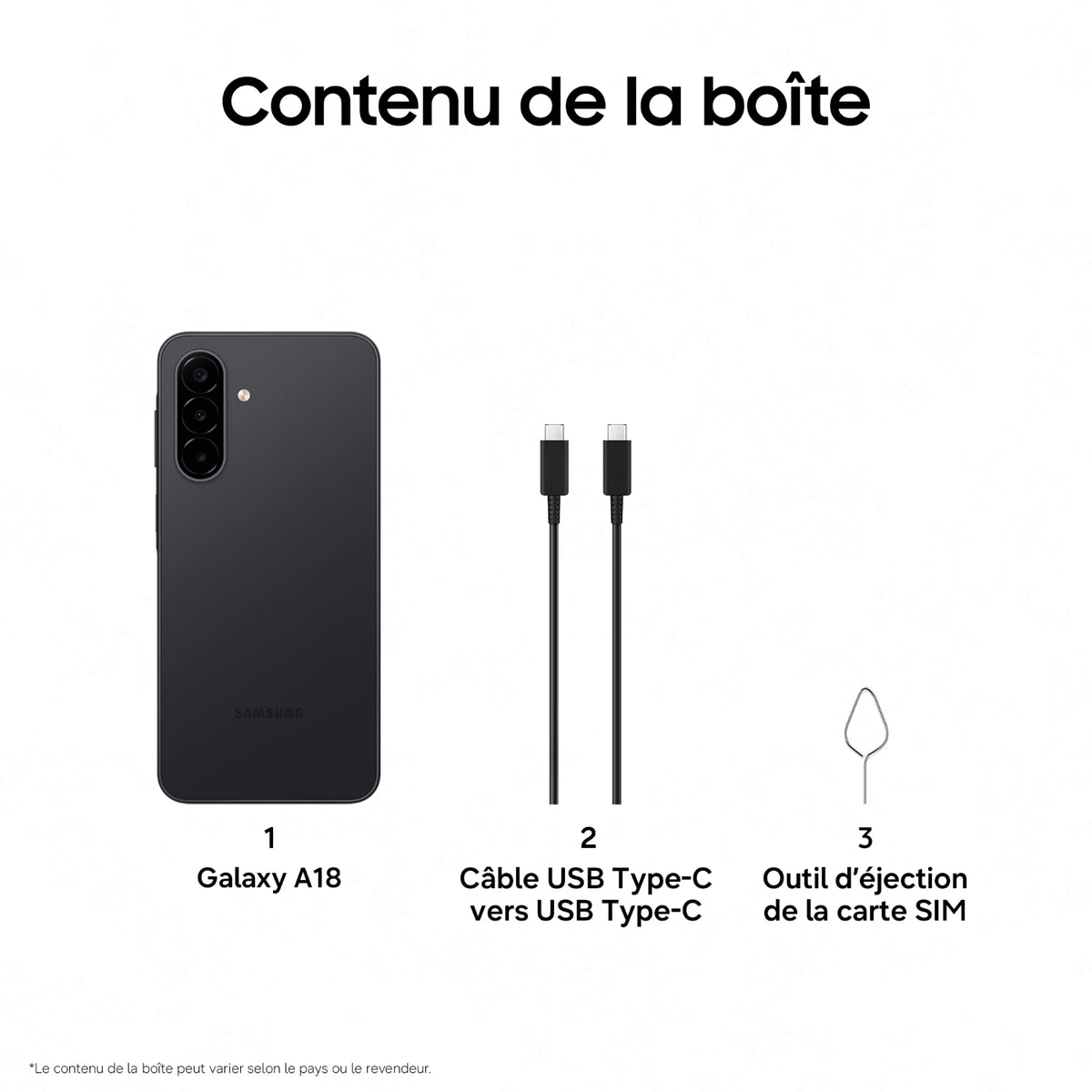 Samsung Smartphone Galaxy A18 4G 128 Go - Noir