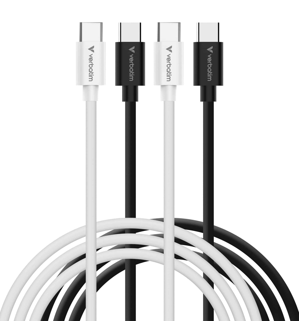 Verbatim 32391 Câble USB-C vers USB-C 2.0, 1 m, 60 W, 0,48 Gbit/s, Noir/Blanc