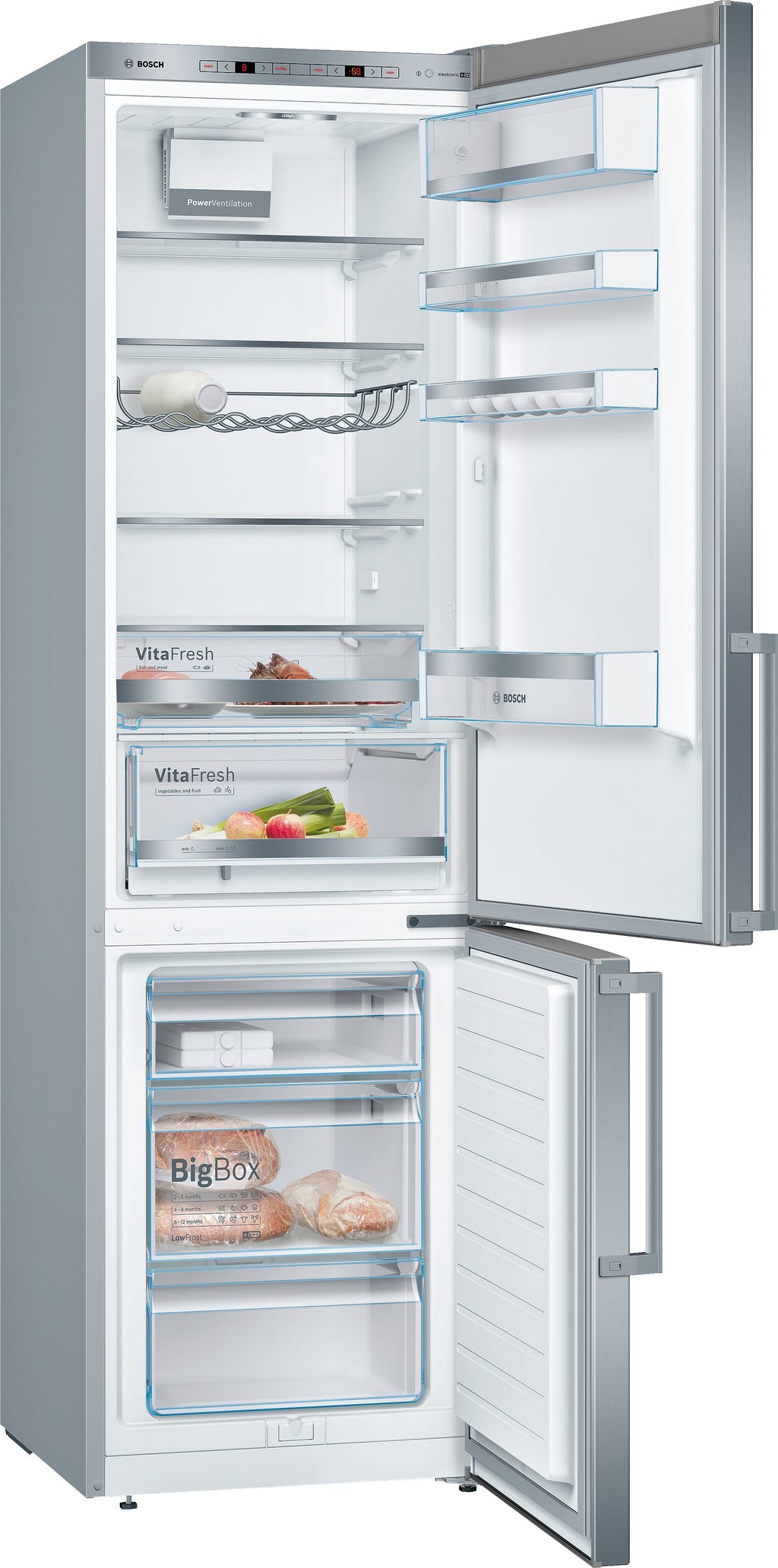 Bosch Bosch Serie 6 KGE398IBP réfrigérateur-congélateur Pose libre 343 L Acier inoxydable