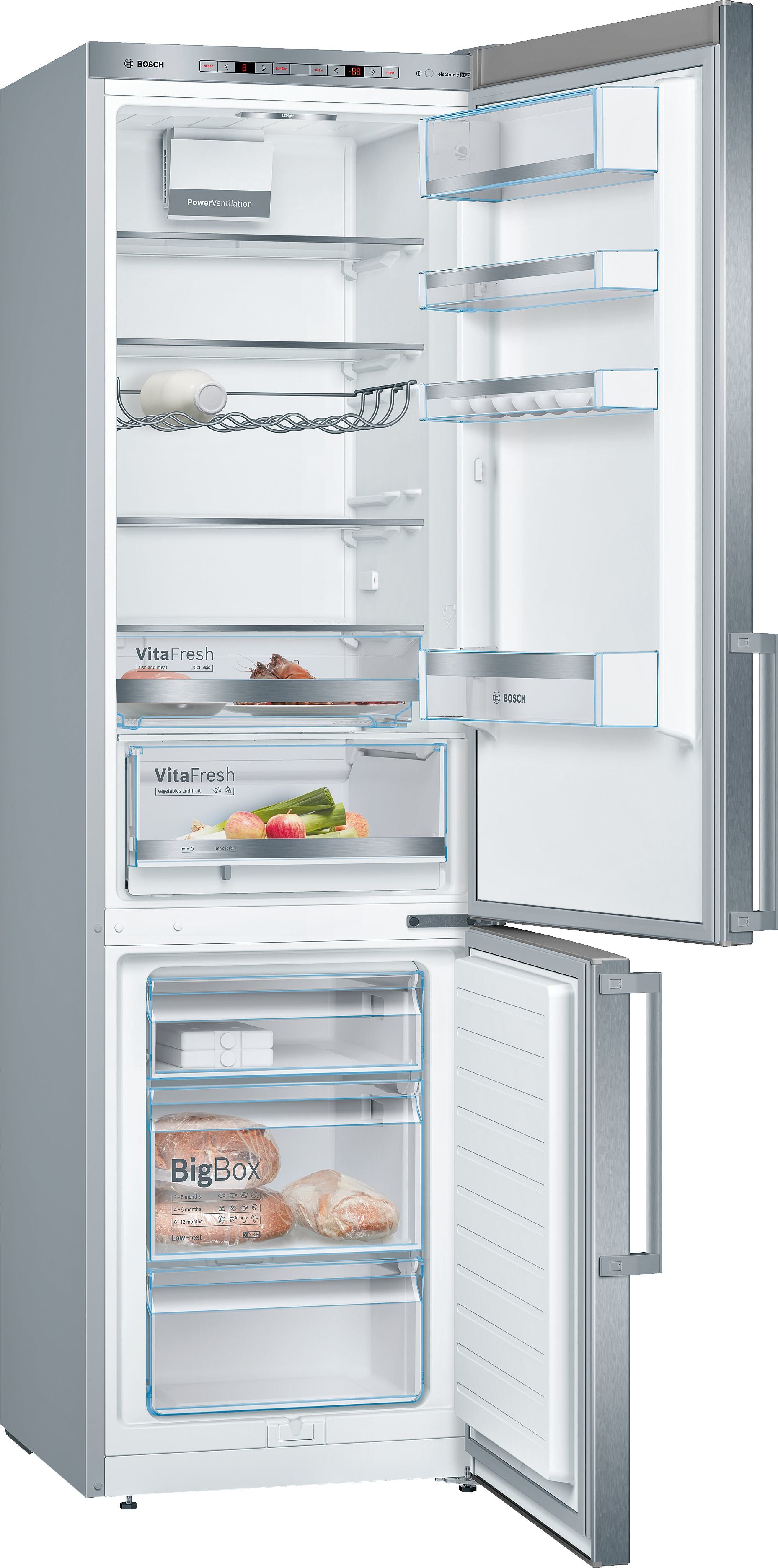 Bosch Bosch Serie 6 KGE398IBP réfrigérateur-congélateur Pose libre 343 L Acier inoxydable