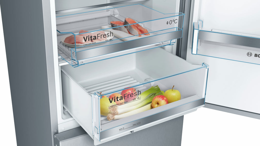 Bosch Bosch Serie 6 KGE398IBP réfrigérateur-congélateur Pose libre 343 L Acier inoxydable