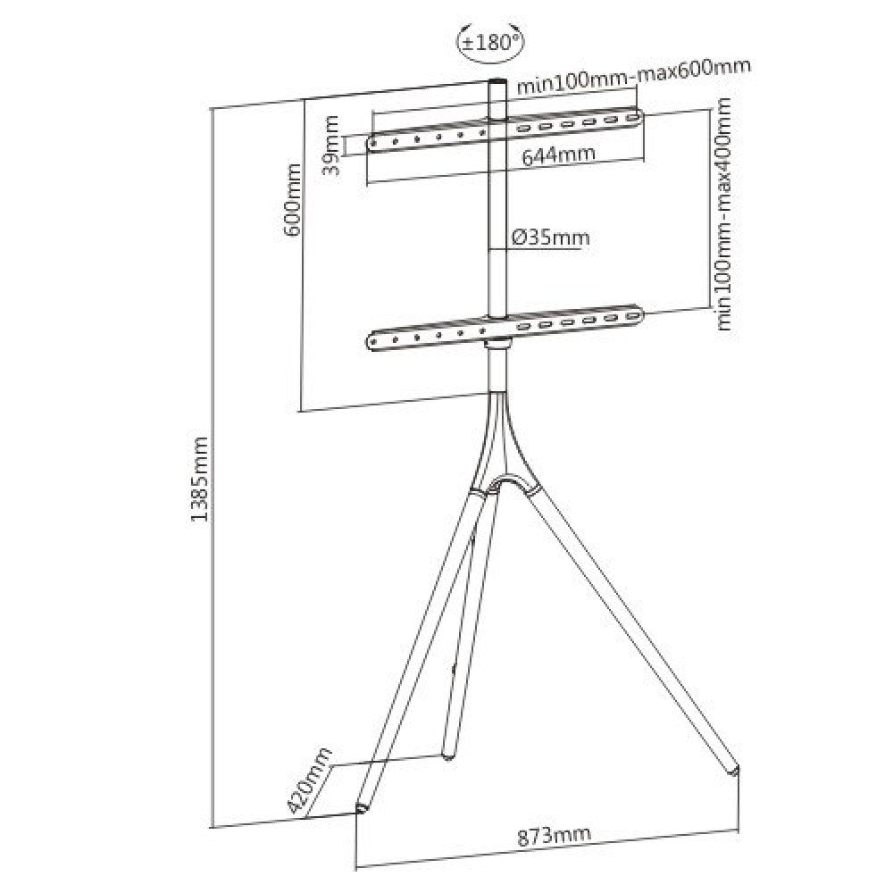 Techly ICA-TR18SAM Support pour Téléviseur 65 pouces (165,1 cm), Noyer