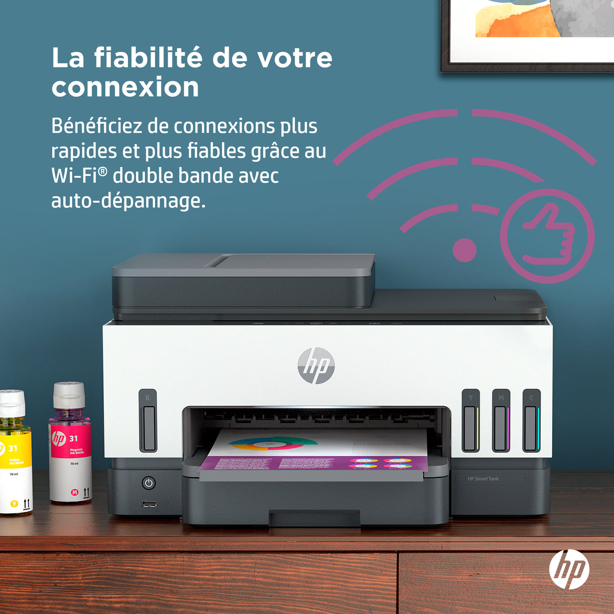 HP Smart Tank 7605 Imprimante Multifonction Couleur Sans Fil, Recto-Verso, Copieur et Scanner