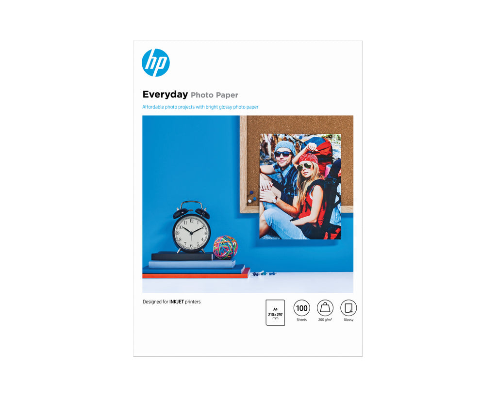 HP Papier photo Everyday, brillant, 200 g/m2, A4 (210 x 297 mm), 100 feuilles