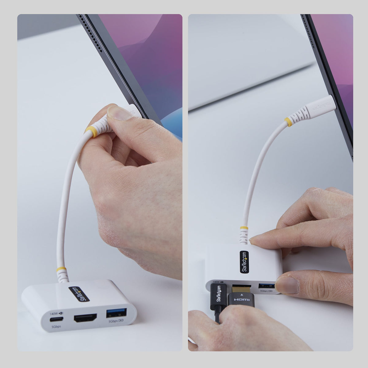 StarTech.com Adaptateur Multiport USB-C vers HDMI, Charge PD 140W, 4K 60Hz, Hub USB 5 Gbps