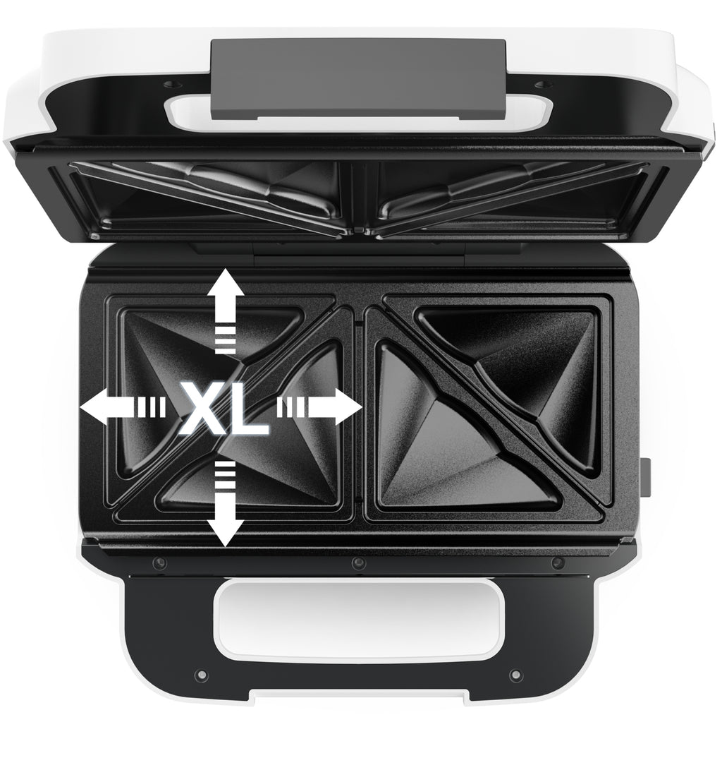 Tefal Snack XL SW7011 gaufrier et appareil à croque-monsieur 850 W Blanc, Acier inoxydable