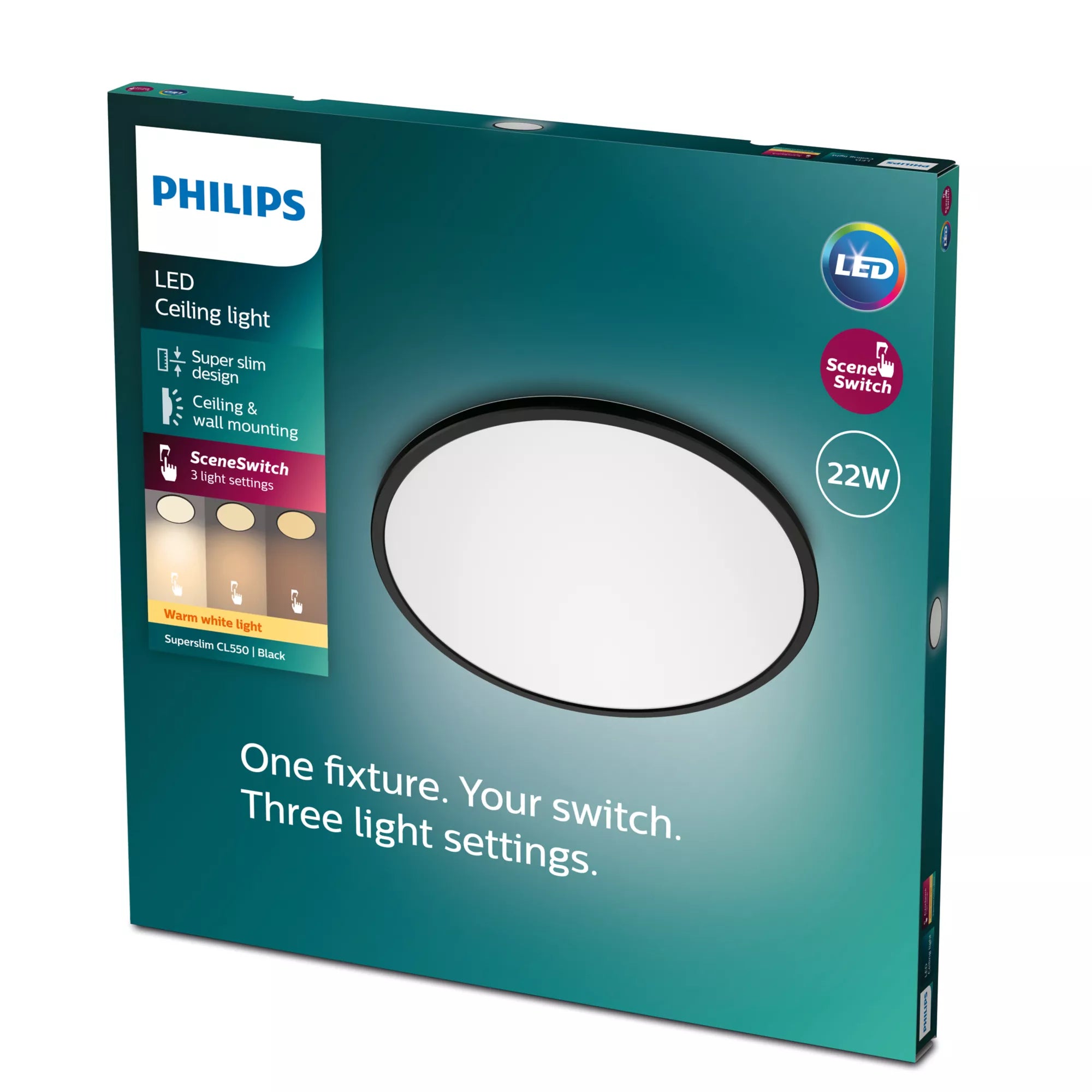 Philips Fonctionnel Plafonnier Super Slim 22 W